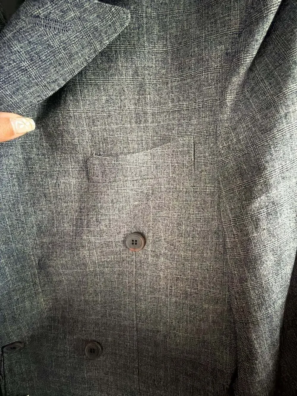 Boss Club & Nifomnic Gray Plaid Double-Breasted Luxury Fabric Blazer